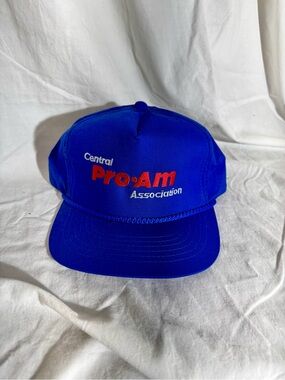 Vintage Central Pro Am Association Hat Blue Snapback Rope Cap Adjustable OSFM